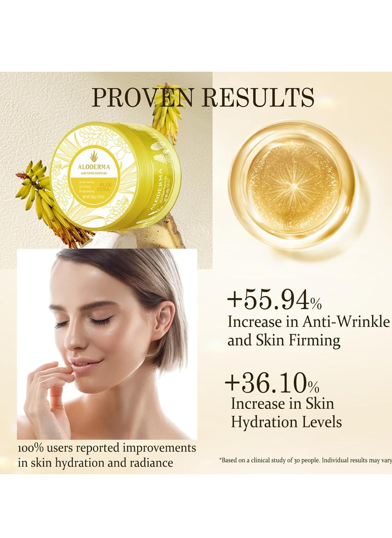 Aloderma Aloderma Age-Defying 24K Gold Leaf Aloe Flower Essence Gel, Made within 12 Hours of Harvest - Luxurious Aloe Gel with Allantoin & Hyaluronic Acid for a Glowing, Shimmering, Youthful Complexion, 7oz  - Image 3
