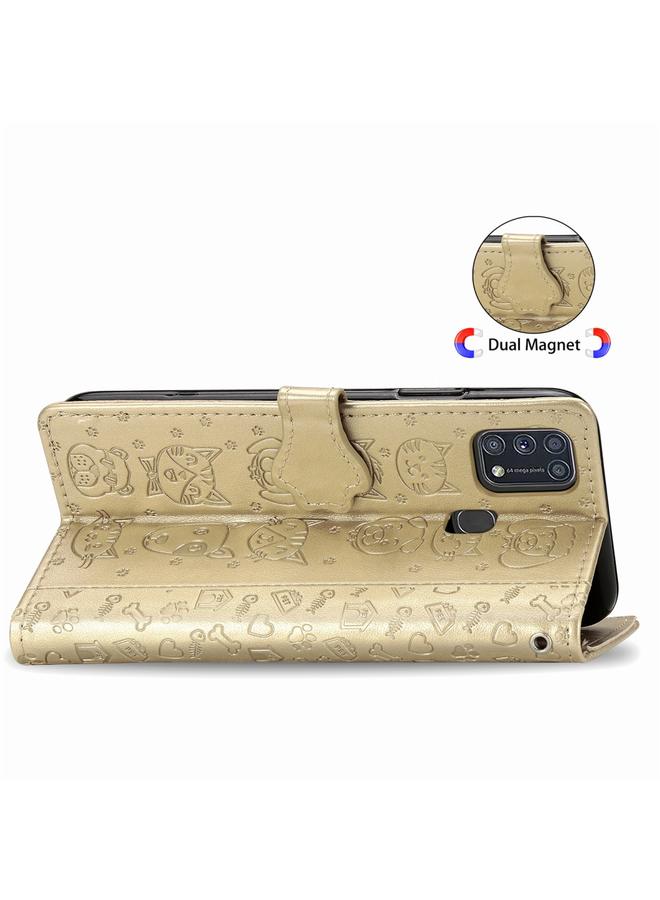 Zaboon Case For Galaxy M31 Cute Cat and Dog Embossed Horizontal Flip Leather Case with Bracket / Card Slot / Wallet / Lanyard - Image 4