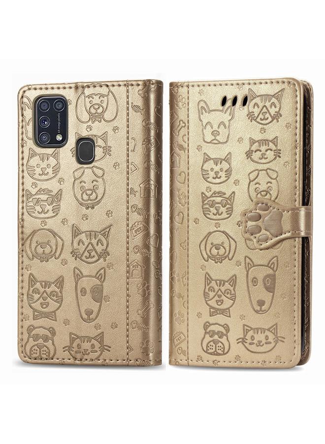 Zaboon Case For Galaxy M31 Cute Cat and Dog Embossed Horizontal Flip Leather Case with Bracket / Card Slot / Wallet / Lanyard - Image 2