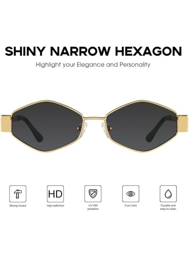 AZorb Sunglasses Women Men Metal Frame Hexagon Sun Glassess for Men's Women's Sunglasses Designer Lightweight UV400 Protection Shades - Image 2