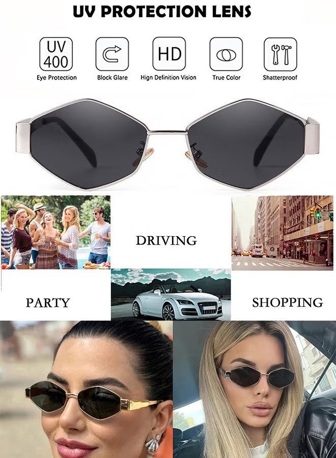 AZorb Sunglasses Women Men Metal Frame Hexagon Sun Glassess for Men's Women's Sunglasses Designer Lightweight UV400 Protection Shades - Image 5