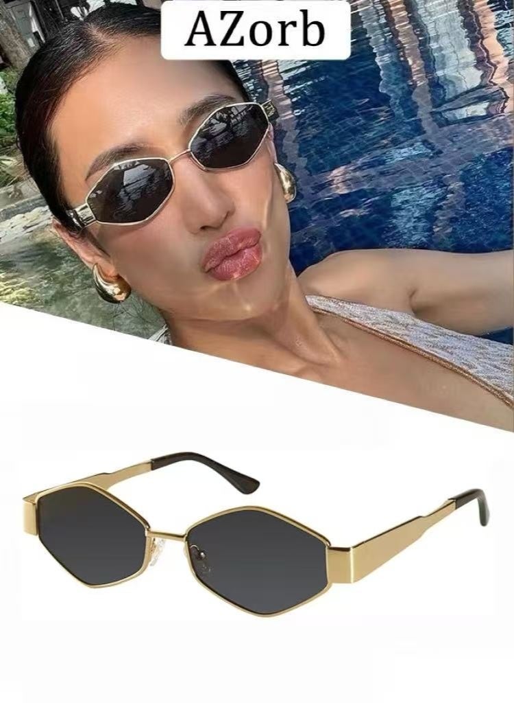 AZorb Sunglasses Women Men Metal Frame Hexagon Sun Glassess for Men's Women's Sunglasses Designer Lightweight UV400 Protection Shades - Image 1