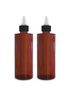 BRIGHTFROM BRIGHTFROM Twist Top Applicator Bottles 8 OZ Cylinder Empty Squeeze Bottles Black Nozzle BPAFree Plastic PET Refillable OpenClose Nozzle  Multi Purpose Amber 2 PACK 