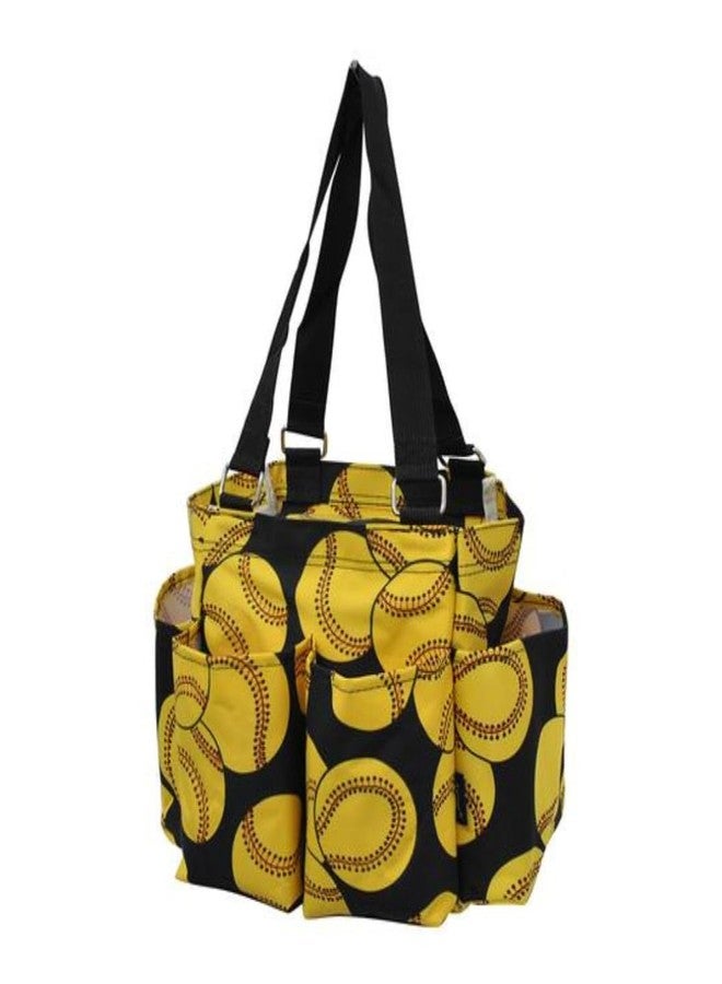 NGIL Small Utility Tote Small Carry on Travel Tote Bags for Women, Women Mini Work Tote Caddy Bag (Softball-black) - Image 1
