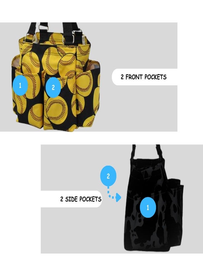 NGIL Small Utility Tote Small Carry on Travel Tote Bags for Women, Women Mini Work Tote Caddy Bag (Softball-black) - Image 3