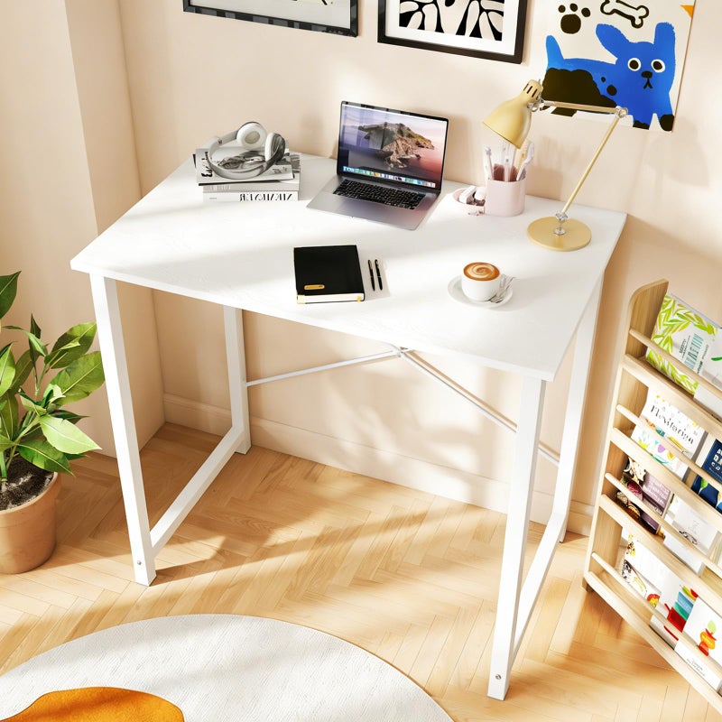 DUMOS 32 Inch Office Small Computer Desk Modern Simple Style Writing Study Work Table for Home Bedroom - Wood White - Image 5