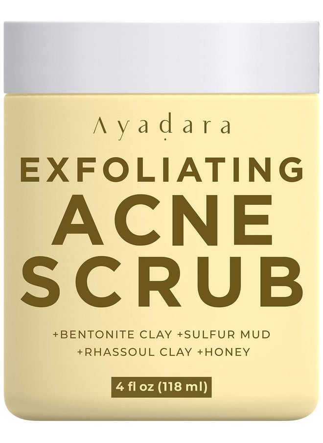 AYADARA - Exfoliating Acne Scrub | Clarifying Sulfur Face Wash Scrub For Severe & Hormonal Acne | Bentonite Clay Acne Face Mask | Blackhead & Pimple Spot Treatment For Teens & Adults | 120Day Supply - Image 1