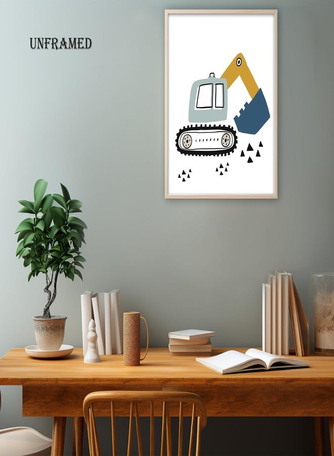 BearCake Construction Decor for Boys Room, Cartoon Excavator Truck Wall Art Poster Prints, Construction Wall Decor for Toddler Boy Room Playroom Nursery Set of 4 8x10 Inches Unframed - Image 4