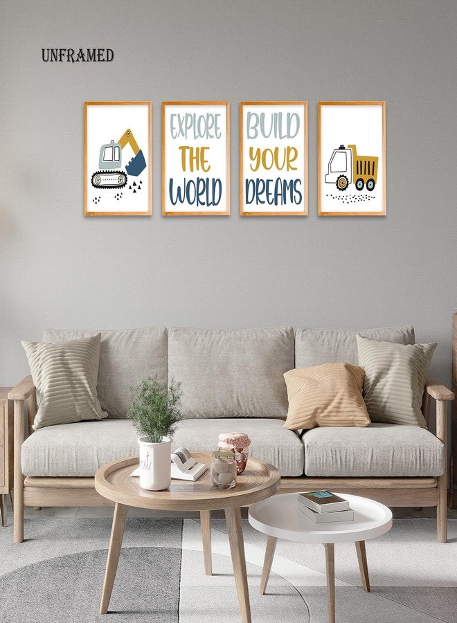 BearCake Construction Decor for Boys Room, Cartoon Excavator Truck Wall Art Poster Prints, Construction Wall Decor for Toddler Boy Room Playroom Nursery Set of 4 8x10 Inches Unframed - Image 3