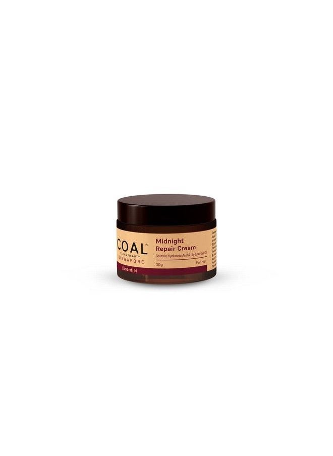 COAL CLEAN BEAUTY - Midnight Repair Cream ; Lily Essential Oil Vitamin B5 Hyaluronic Acid Sunflower Seed Oil Cocoa Butter ;Brightening Cream For Women ; 30G - Image 1