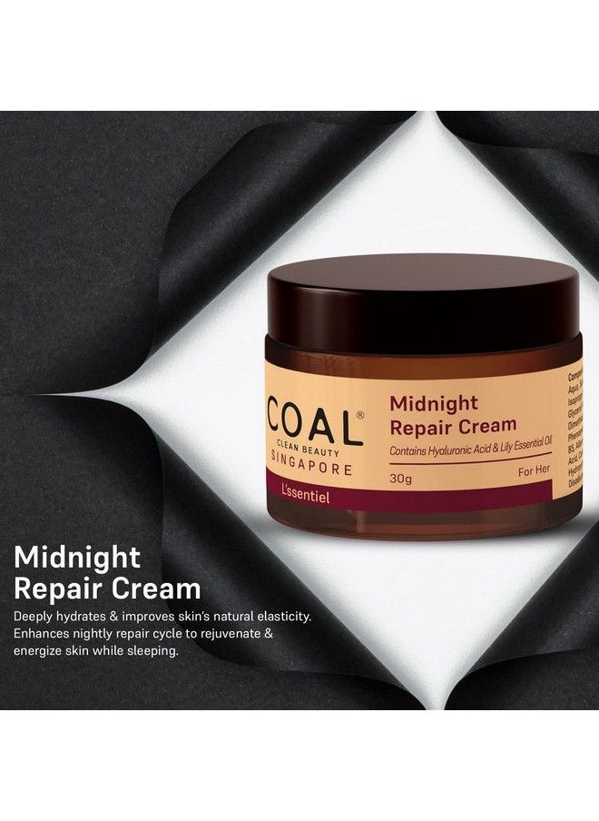 COAL CLEAN BEAUTY - Midnight Repair Cream ; Lily Essential Oil Vitamin B5 Hyaluronic Acid Sunflower Seed Oil Cocoa Butter ;Brightening Cream For Women ; 30G - Image 1