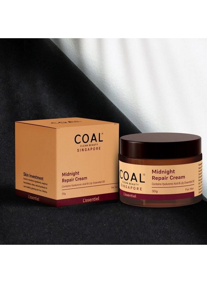 COAL CLEAN BEAUTY - Midnight Repair Cream ; Lily Essential Oil Vitamin B5 Hyaluronic Acid Sunflower Seed Oil Cocoa Butter ;Brightening Cream For Women ; 30G - Image 1