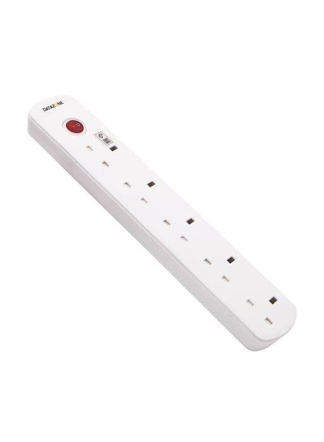Datazone Power Extension Cord 13A 5 Sockets 2M White - Image 1