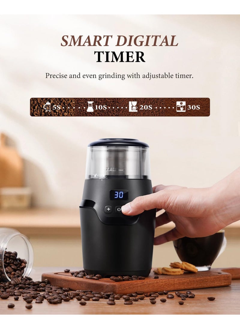 ibsun Adjustable Coffee Grinder Electric, Super Silent Electric Coffee Bean Grinder with Time-Memory Adjustment and Multi-Functional Stainless Steel Cup for Spices, Herbs, and Nuts Grinding  - Image 2