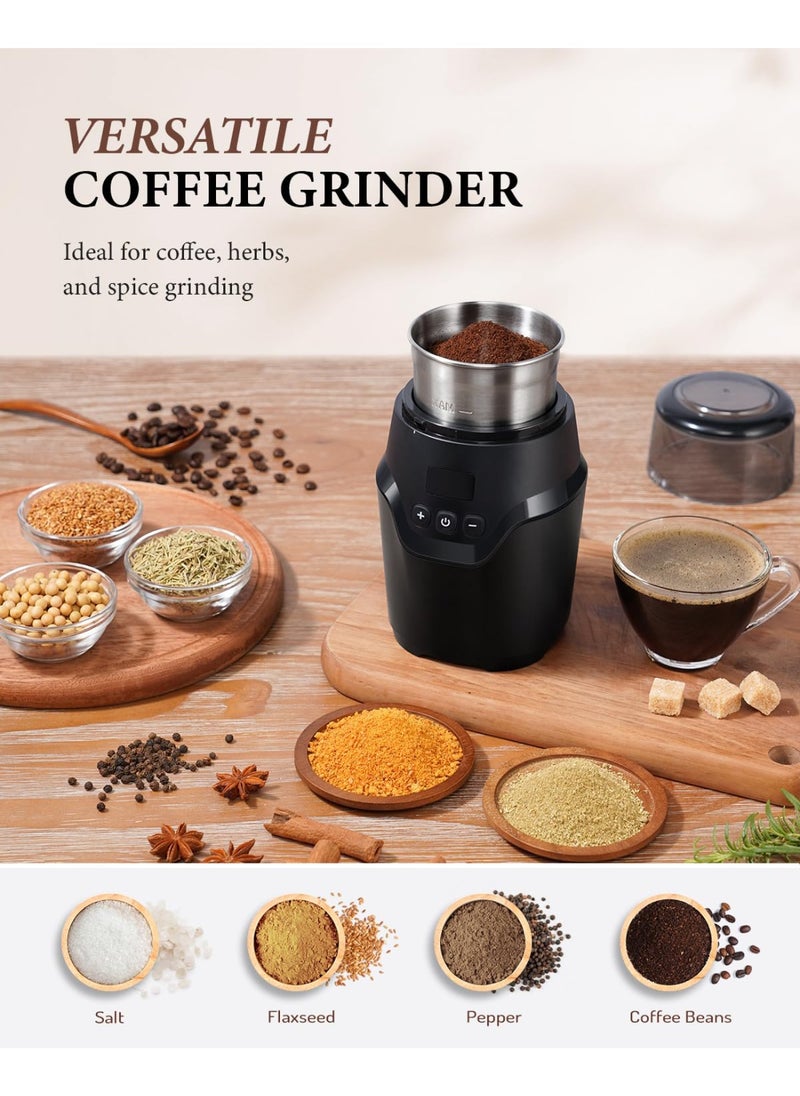 ibsun Adjustable Coffee Grinder Electric, Super Silent Electric Coffee Bean Grinder with Time-Memory Adjustment and Multi-Functional Stainless Steel Cup for Spices, Herbs, and Nuts Grinding  - Image 5