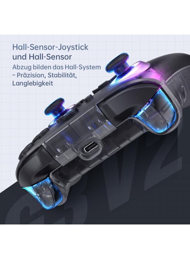 Machenike G3 V2 Bluetooth Controller for Pc/Switch/Ios/Android, Hall Effect Joysticks, RGB Lighting Gaming Controller,2 Programmable Buttons,1000mah Battery With Charging Station, Black - Image 4