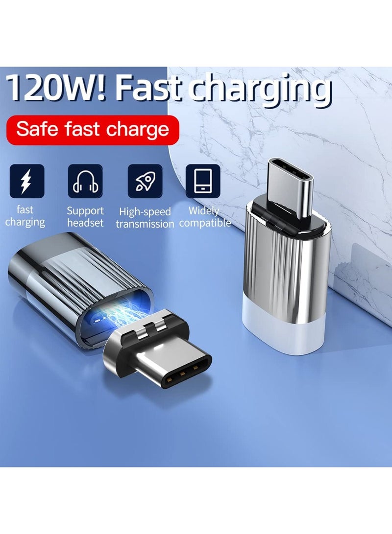 KASTWAVE 2 Pack USB C Magnetic Adapter USB PD 120W Quick Charge 480Mb/s Data Transfer USB-C Mobile Phone Type C Connector Compatible with Mobile Phone Laptops Tablets and Notebook Computers - Image 5