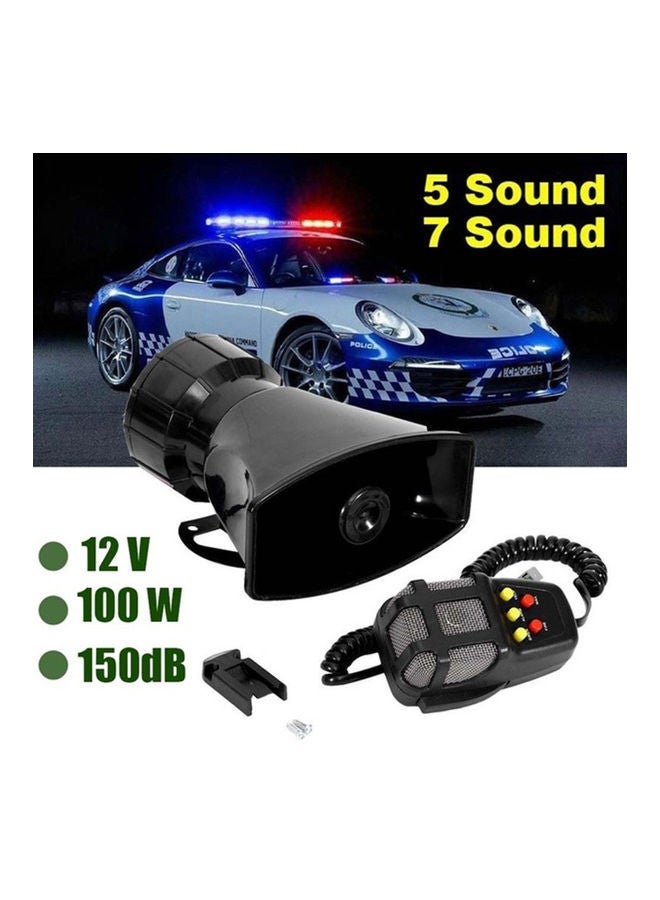 MUNTAQI 7-Sound Loud Car Warning Alarm Police Fire Siren Air Horn PA Speaker 12V 100W - Image 1