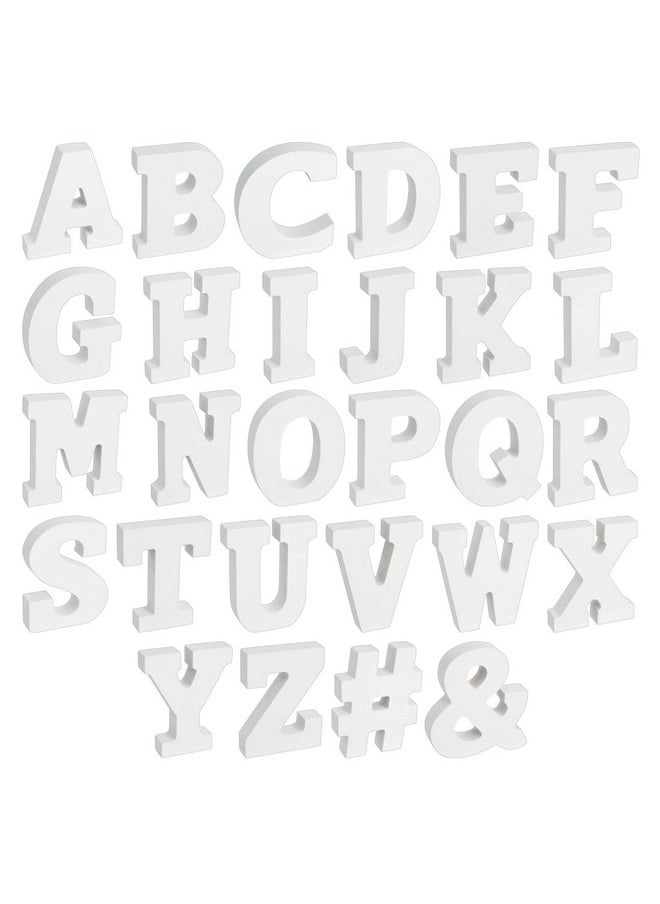 Juvale - 54Piece 3D Wood Letter Alphabet For Table Top White Block Letters For Decor Standing Party Decor Az Marquee Letters 3D Decor For Weddings Birthdays And Home (3 Inch 0.6 Inch Thick) - Image 1