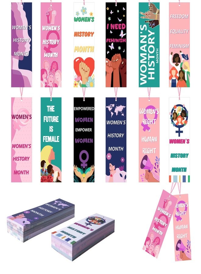 Wehhbtye 180Pcs Women's History Month Bookmarks, 12 Styles Feminism Freedom Bookmarks with Double-Sided Print, Inspirational Female Rights Awareness Book Marks for Women Day Party Office Supply - Image 1