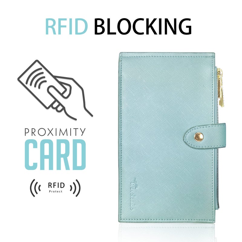 Travelambo RFID Wallet Women Large Size Bifold Multi Card Wallet Case with Zipper Pocke Credit Card Holder for Women - Image 3