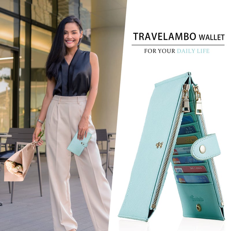 Travelambo RFID Wallet Women Large Size Bifold Multi Card Wallet Case with Zipper Pocke Credit Card Holder for Women - Image 5