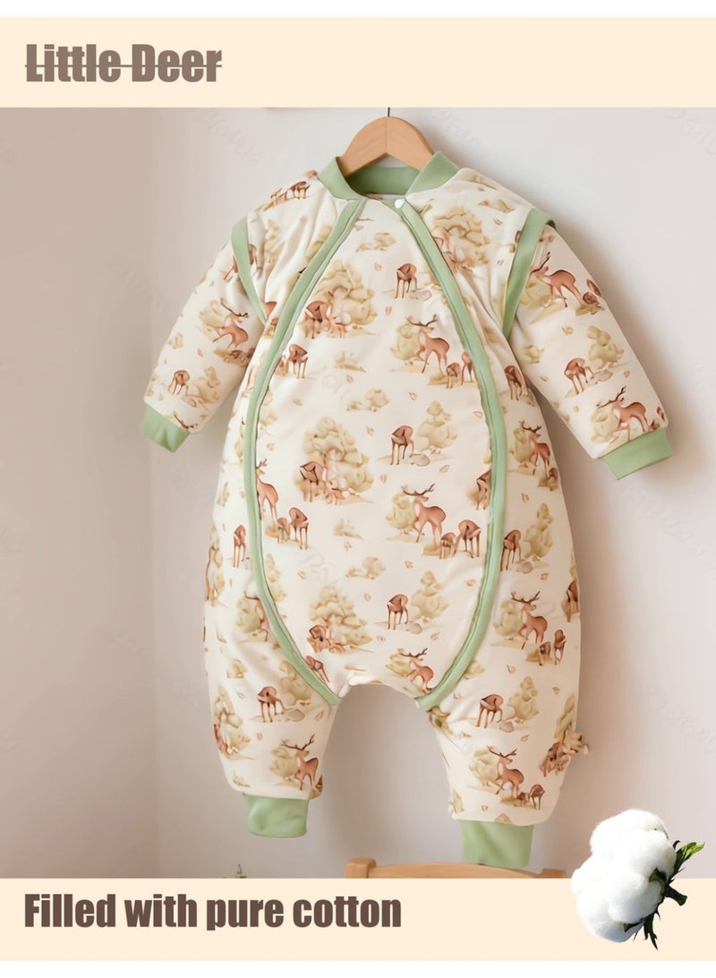 Baby All-Season Cotton Romper Jumpsuit, Light & Warm with Natural Filling, Deer Print Design - Image 1