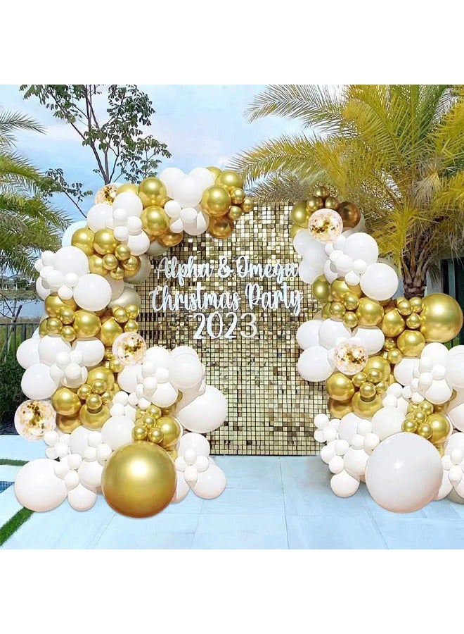 زيمي مجموعة من 105 قطعة من بالونات اللاتكس المزخرفة بالذهب الأبيض - مثالية لحفلات التخرج وحفلات استقبال المولود الجديد وحفلات أعياد الميلاد - Image 1