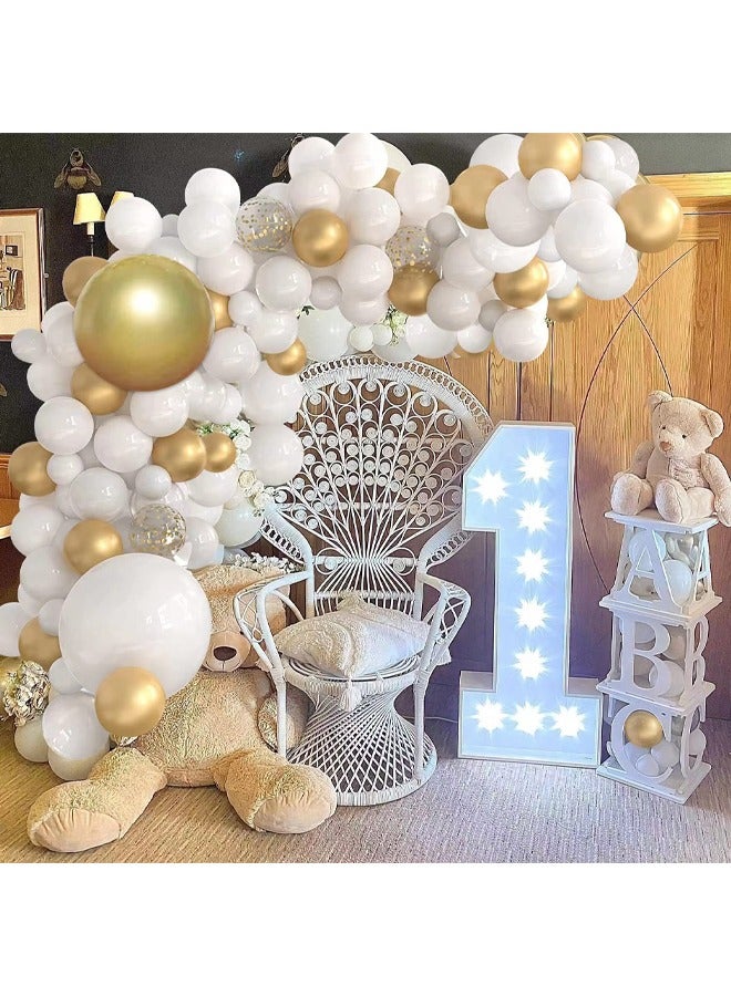 زيمي مجموعة من 105 قطعة من بالونات اللاتكس المزخرفة بالذهب الأبيض - مثالية لحفلات التخرج وحفلات استقبال المولود الجديد وحفلات أعياد الميلاد - Image 4