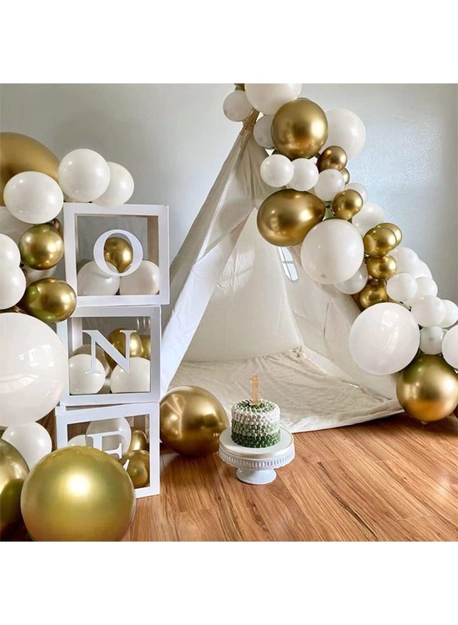 زيمي مجموعة من 105 قطعة من بالونات اللاتكس المزخرفة بالذهب الأبيض - مثالية لحفلات التخرج وحفلات استقبال المولود الجديد وحفلات أعياد الميلاد - Image 5