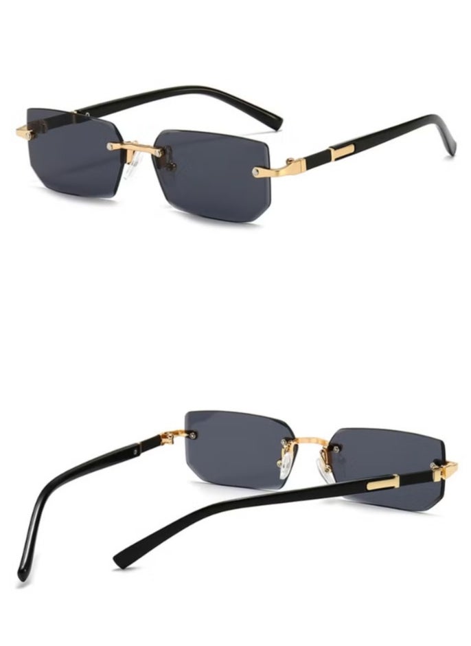 Gasin Sunglasses, Metal Rimless Fashion Trend Sunglasses for Men and Women, Stylish Vintage Eyewear, Anti Glare UV400 Protection Sun Shades  - Image 5