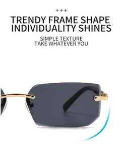 Gasin Sunglasses, Metal Rimless Fashion Trend Sunglasses for Men and Women, Stylish Vintage Eyewear, Anti Glare UV400 Protection Sun Shades  - Image 4