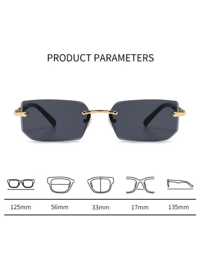 Gasin Sunglasses, Metal Rimless Fashion Trend Sunglasses for Men and Women, Stylish Vintage Eyewear, Anti Glare UV400 Protection Sun Shades  - Image 3