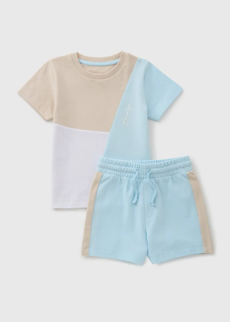 Matalan Boys Blue Panel T-Shirt & Shorts Set