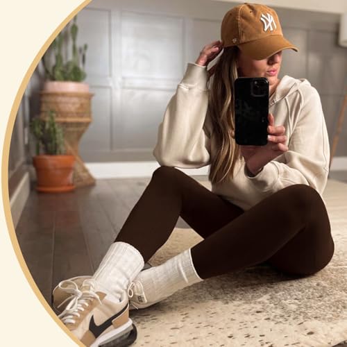 FULLSOFT Fleece Lined Leggings Women Tummy Control High Waisted Workout Winter Warm Soft Yoga Pants(Brown,Small-Medium) - Image 2