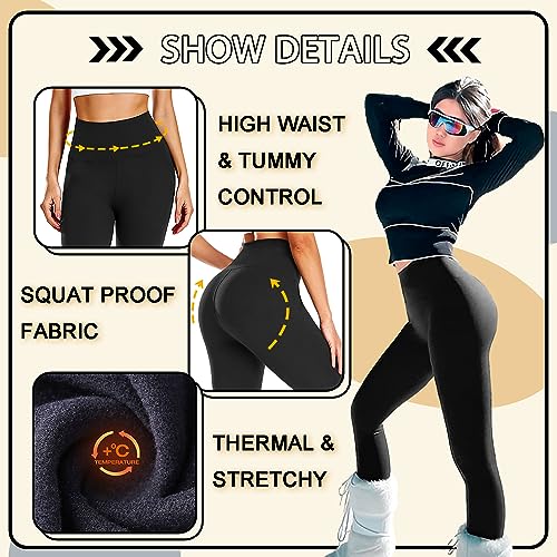 FULLSOFT Fleece Lined Leggings Women Tummy Control High Waisted Workout Winter Warm Soft Yoga Pants(Brown,Small-Medium) - Image 5