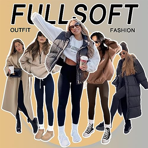 FULLSOFT Fleece Lined Leggings Women Tummy Control High Waisted Workout Winter Warm Soft Yoga Pants(Brown,Small-Medium) - Image 3