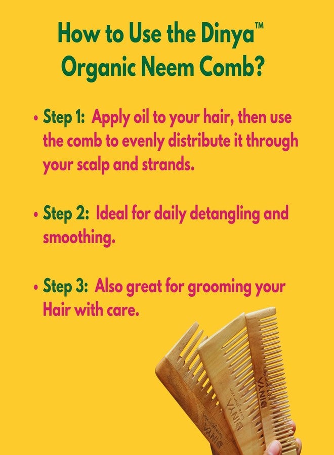 Dinya Wooden Comb Set of 3 for Girls & Babies | Baby Comb for Small, Handle Shampoo Comb, and Medium Shampoo Comb | Natural, Pure Neem Combs, and Gentle Hair Care (3 to 15 Years Old) - Image 4