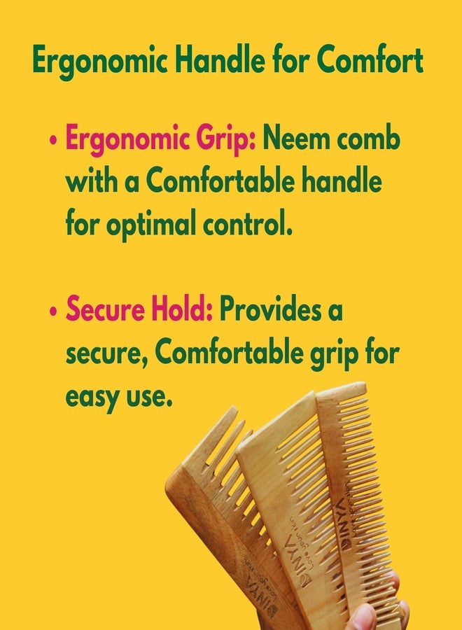 Dinya Wooden Comb Set of 3 for Girls & Babies | Baby Comb for Small, Handle Shampoo Comb, and Medium Shampoo Comb | Natural, Pure Neem Combs, and Gentle Hair Care (3 to 15 Years Old) - Image 5
