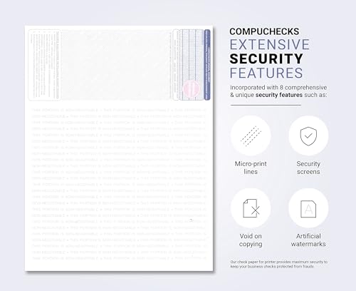 Compuchecks 50 Blank Check Stock - Check on Top Art Deco- Paper Weight # 70"High Security" Check Paper Dark Blue Art Deco - Image 2