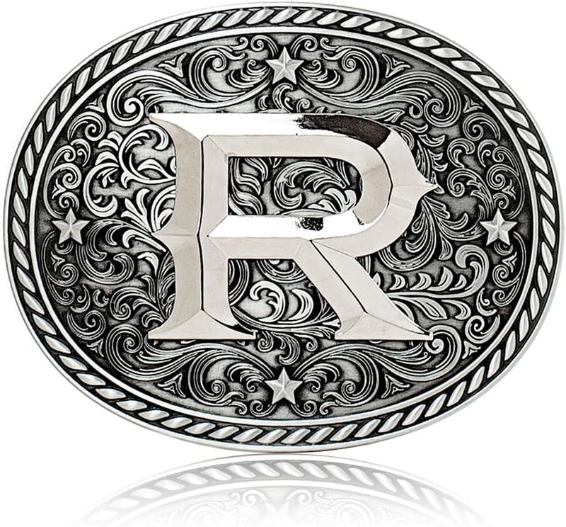 Itera Western Cowboy/Cowgirl Initial Belt Buckle-Silver- Large Letter Buckles for Men and Women - Custom Girls/Boys - Image 1