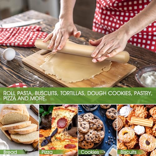 LorisArm 11.5-inch Wooden Rolling Pin for Baking, French Wood Rolling Pin Wood Kitchen Dough Roller for Fondant, Pizza, Pie, Cookie and Pastry - Image 3