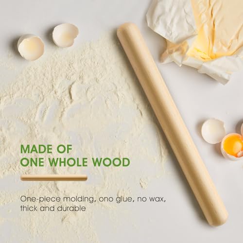 LorisArm 11.5-inch Wooden Rolling Pin for Baking, French Wood Rolling Pin Wood Kitchen Dough Roller for Fondant, Pizza, Pie, Cookie and Pastry - Image 4