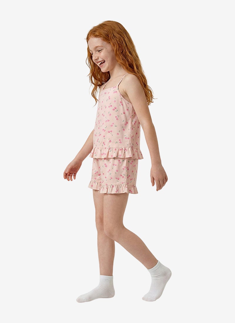 Penti Girls Pinky Cherry Beige Pyjama Set - Image 2