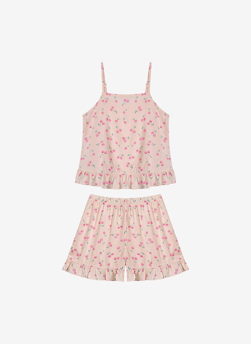 Penti Girls Pinky Cherry Beige Pyjama Set - Image 5