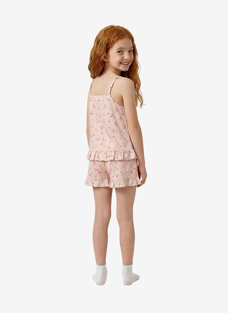 Penti Girls Pinky Cherry Beige Pyjama Set - Image 4