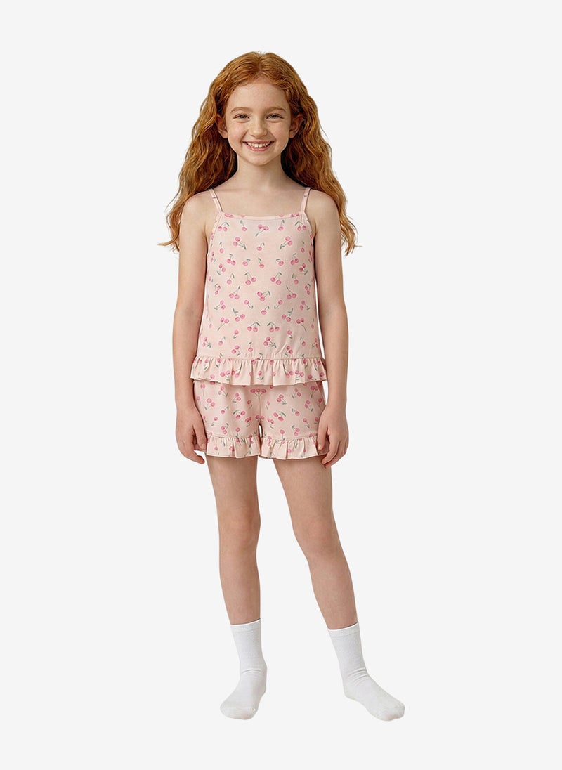 Penti Girls Pinky Cherry Beige Pyjama Set - Image 1