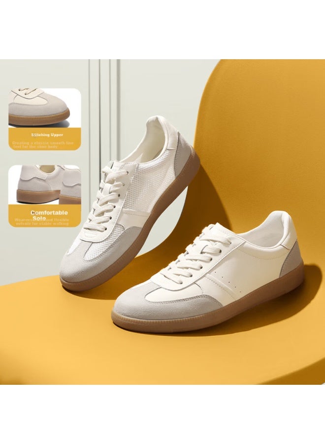 Belle Casual Sports Sneakers For Men, Retro Color-block Dexun Shoes Acm5, White/gray-mesh, Size 44 - Image 1