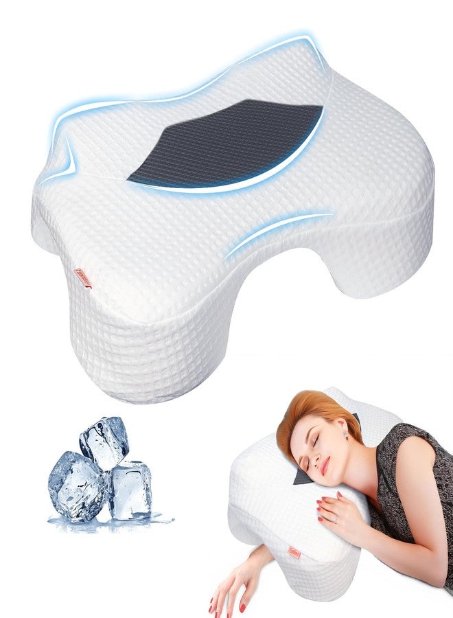 Funpkoser Side Sleeper Pillow with Arm Holes, Memory Foam Pillow for Neck Shoulder Cervical Pain Relief, Ergonomic Arm Holes Positioner Cooling Bed Pillows for Side Sleeping (Light Grey) - Image 1
