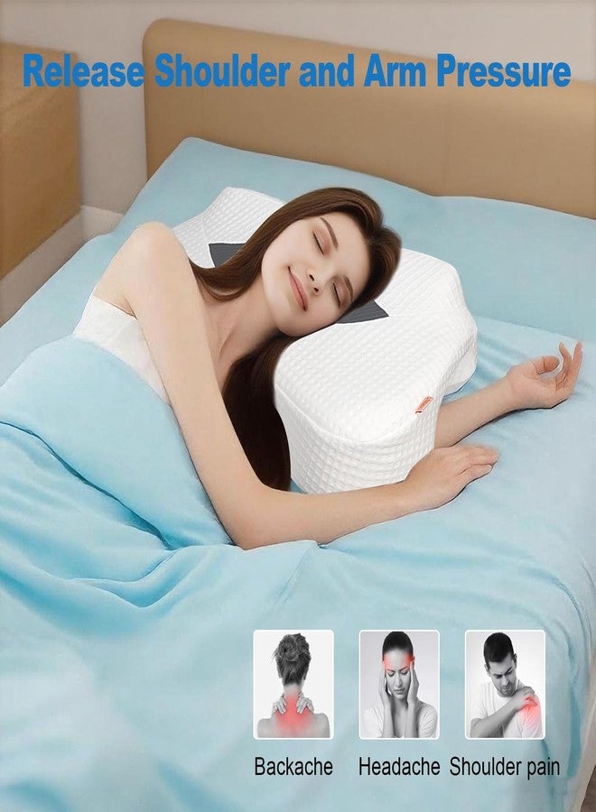 Funpkoser Side Sleeper Pillow with Arm Holes, Memory Foam Pillow for Neck Shoulder Cervical Pain Relief, Ergonomic Arm Holes Positioner Cooling Bed Pillows for Side Sleeping (Light Grey) - Image 2